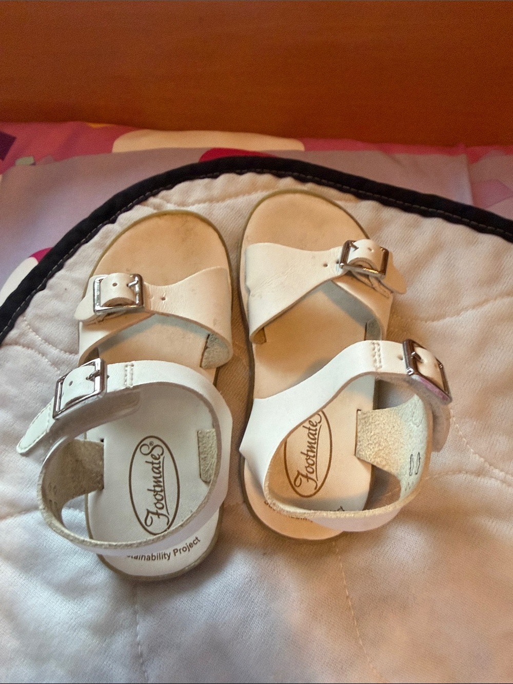 FootMates White Kids Double-Buckle Sandals